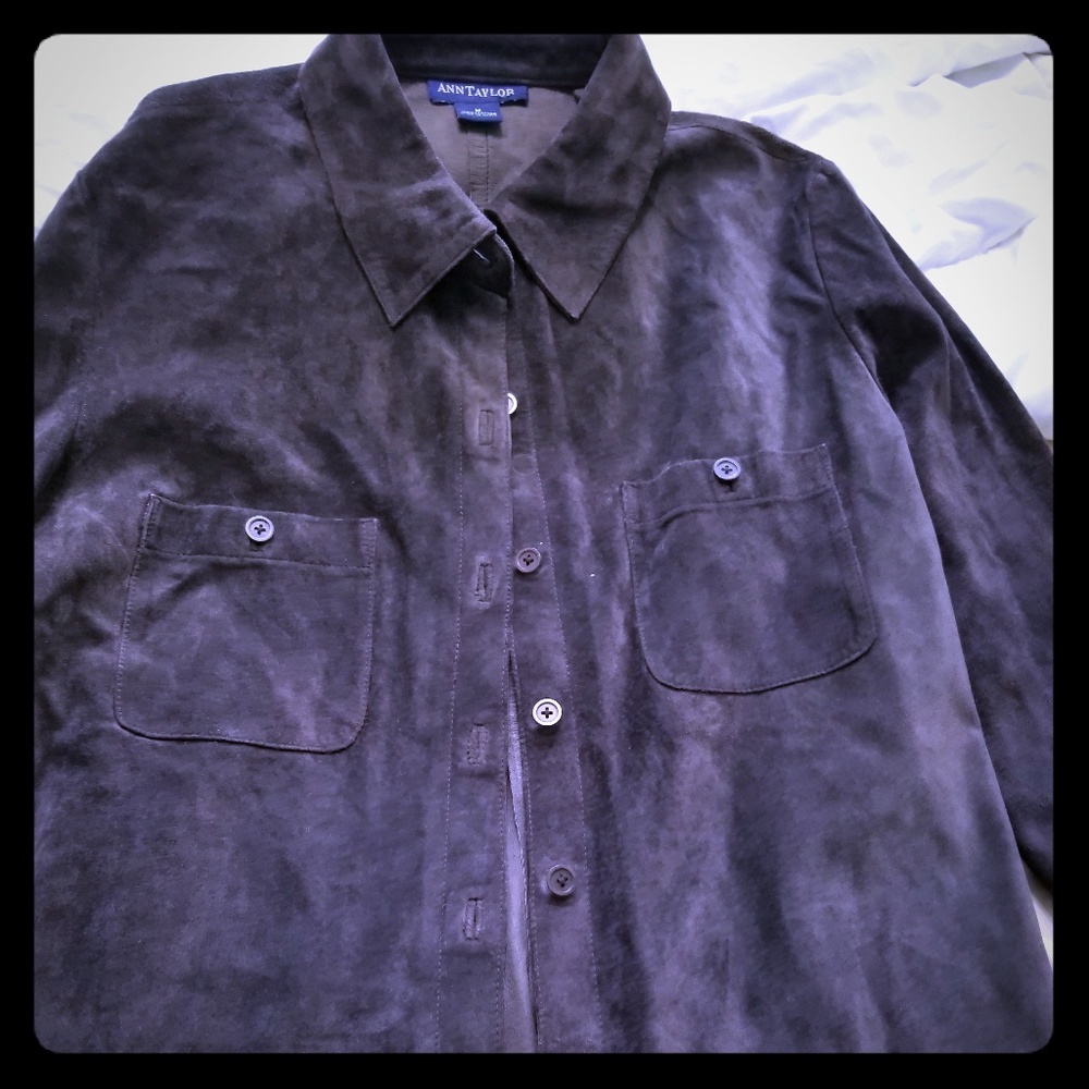 Ann Taylor Leather Button-Down Shirt